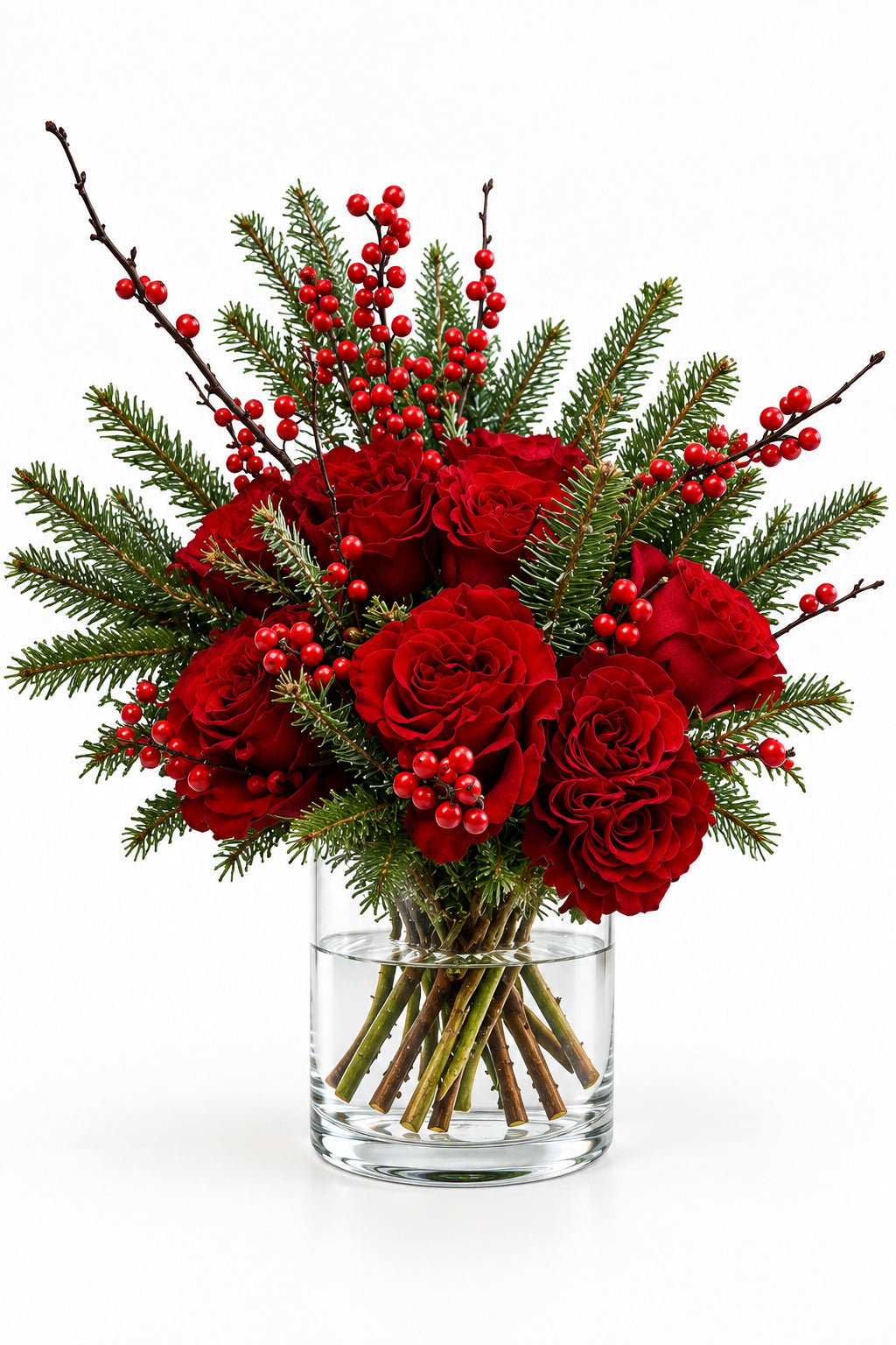 Composition de Roses dans un Vase Argenté SV
