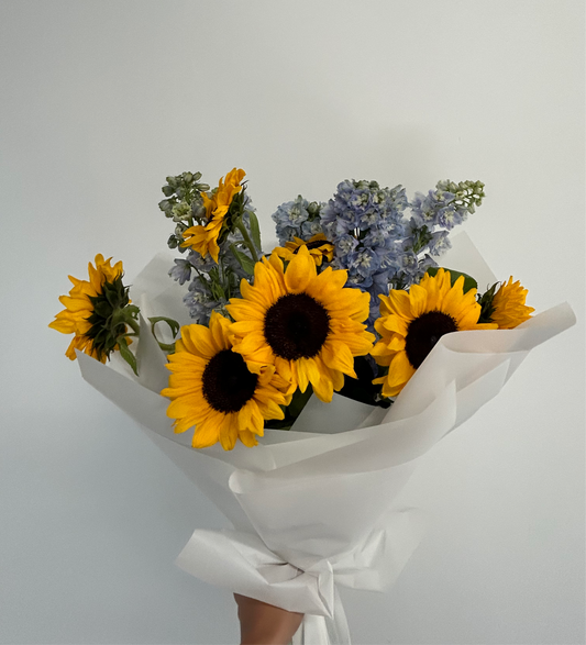 Delphinium and Sunflower Bouquet